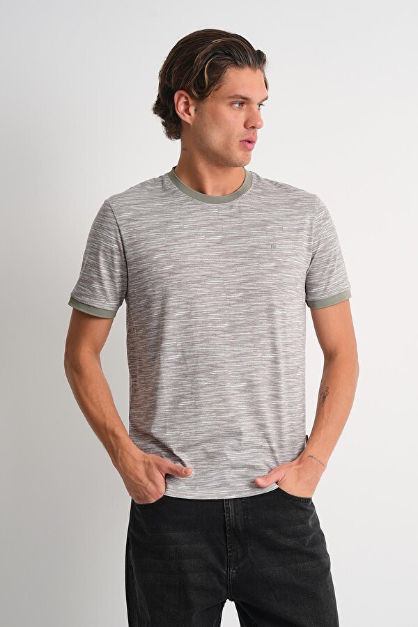ALEXANDERGARDI Melanj Desenli Bisiklet Yaka T-shirt