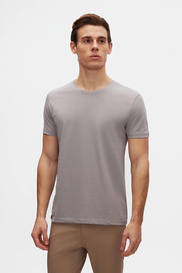 Ds Damat Slim Fit Kiremit/Gri/Beyaz 3 Lü T-Shirt