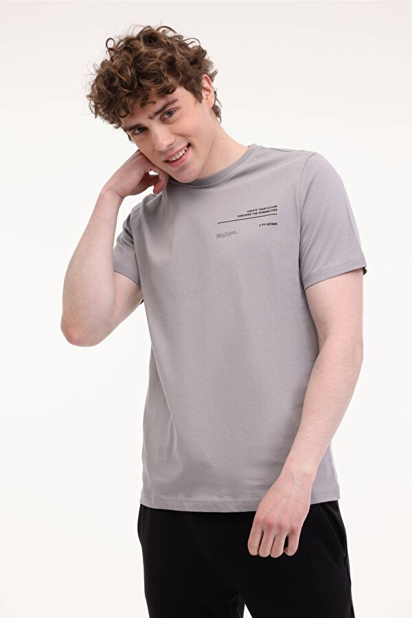 ML POWER 11SLG301 5FX Gri Erkek Kısa Kol T-Shirt