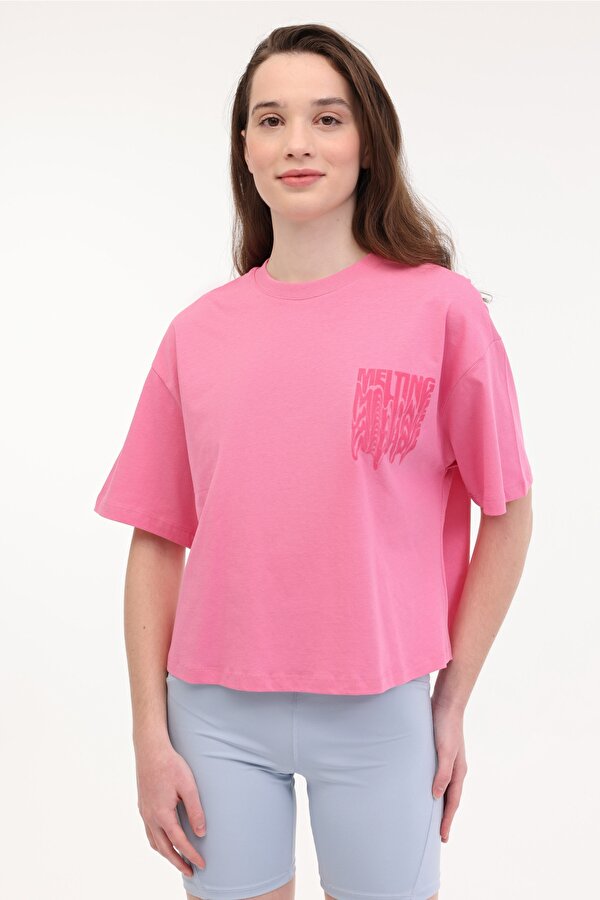 WL YASHI 11F213 5FX Pembe Kadın Kısa Kol T-Shirt