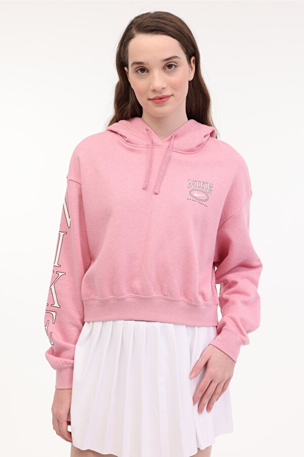 W NSW CLUB FLC OS GX CRP Pembe Kadın Sweatshirt