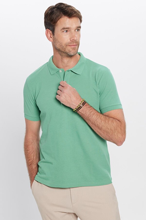 Erkek Slim Fit Dar Kesim Pamuklu Yumuşak Dokulu Serin Tutan Kumaş Düz Pike Polo Yaka Tişört