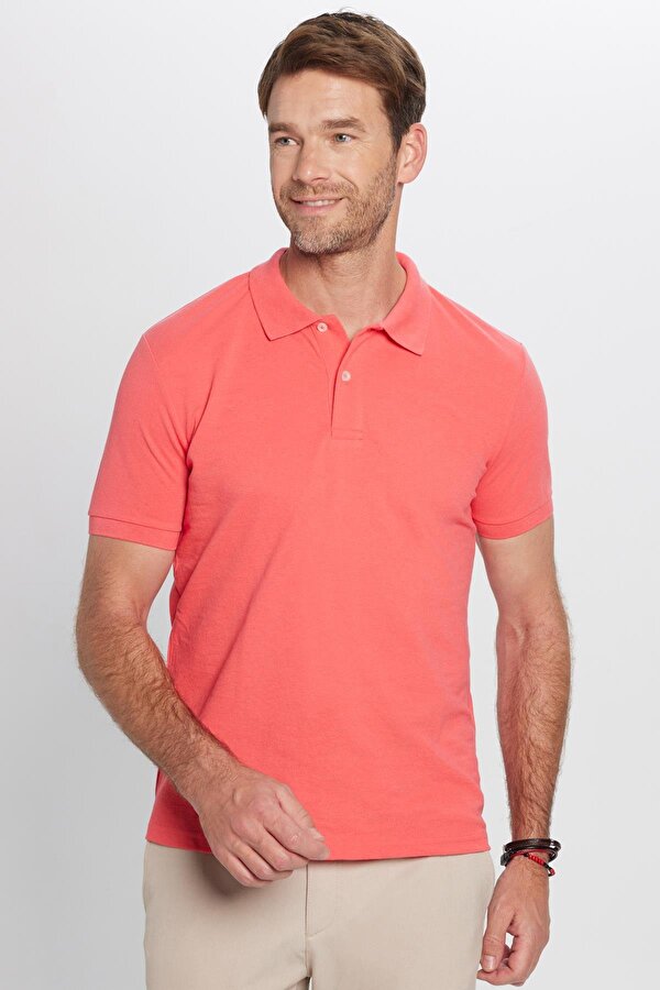 Erkek Slim Fit Dar Kesim Pamuklu Yumuşak Dokulu Serin Tutan Kumaş Düz Pike Polo Yaka Tişört