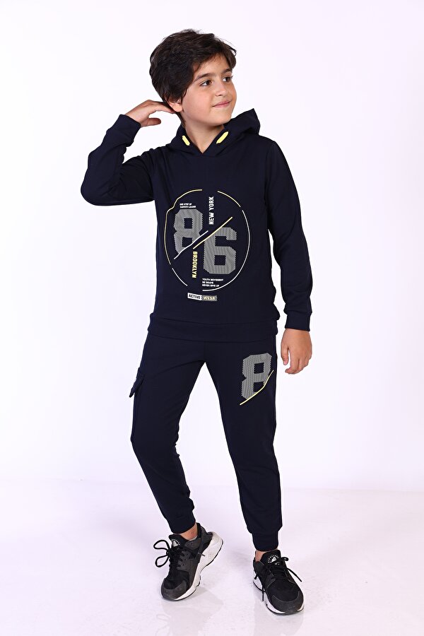 Toontoy Erkek Çocuk Kapüşonlu Baskılı Eşofman Takımı