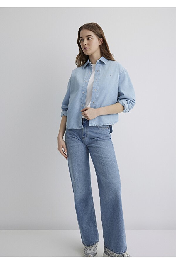 Carlia Classic Denim Açık  Jean Gömlek