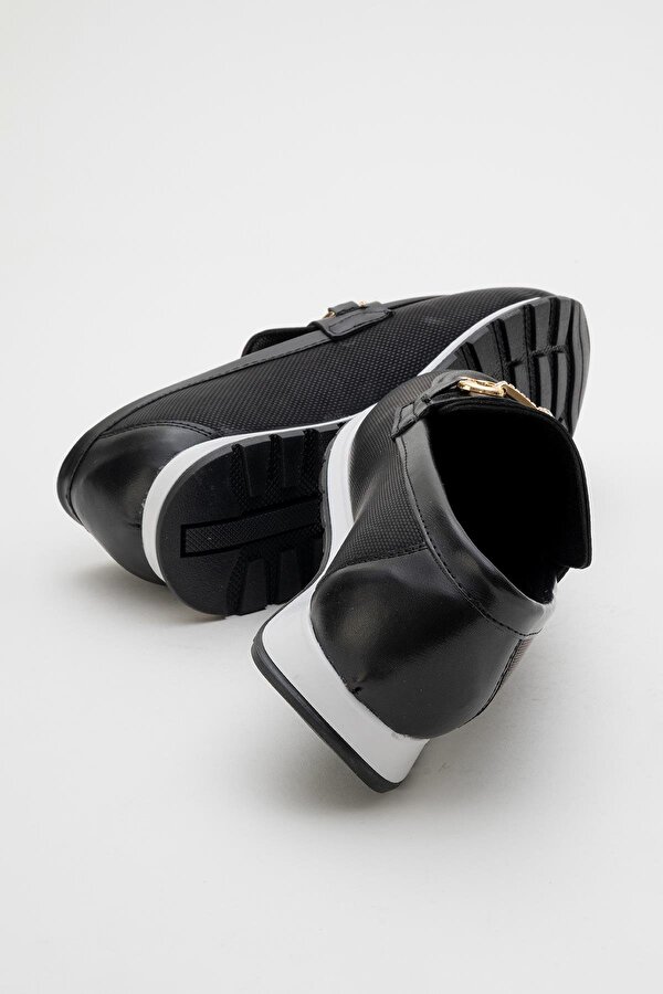 Kadın Taşlı Tokalı Günlük Ayakkabı SİYAH KOT