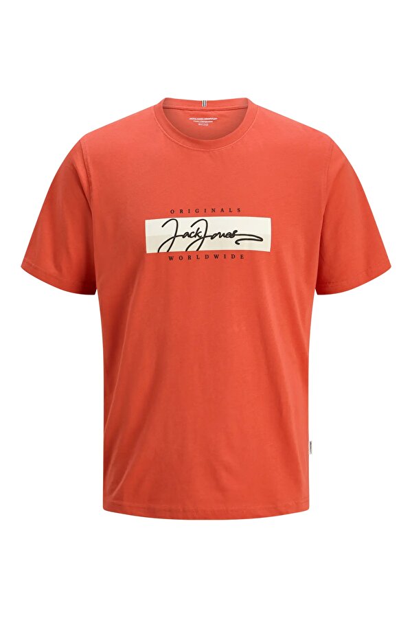 Erkek Jorfrederıksberg Baskı Detaylı Bisiklet Yaka %100 Pamuk T-Shirt 12278266 Turuncu