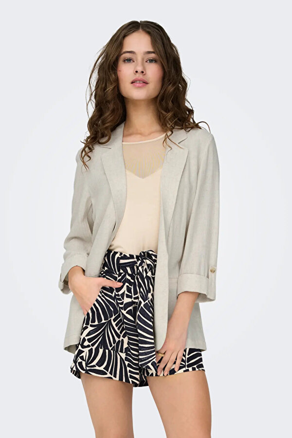 Kadın Onlsıesta Rahat Kalıp Keten Blazer Ceket 15322274 Bej