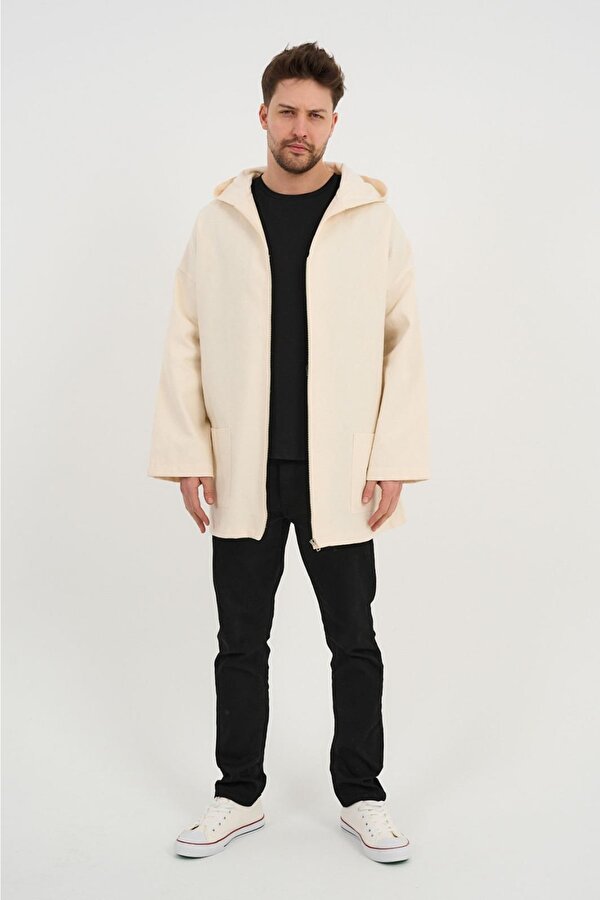 ALEXANDERGARDI Kapüşonlu Keten Görünümlü İnce Oversize Ceket (UNX-0074)