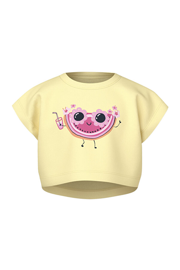 NMFVILMA CAPSL CROP TOP Sarı Kız Çocuk Kısa Kol T-Shirt