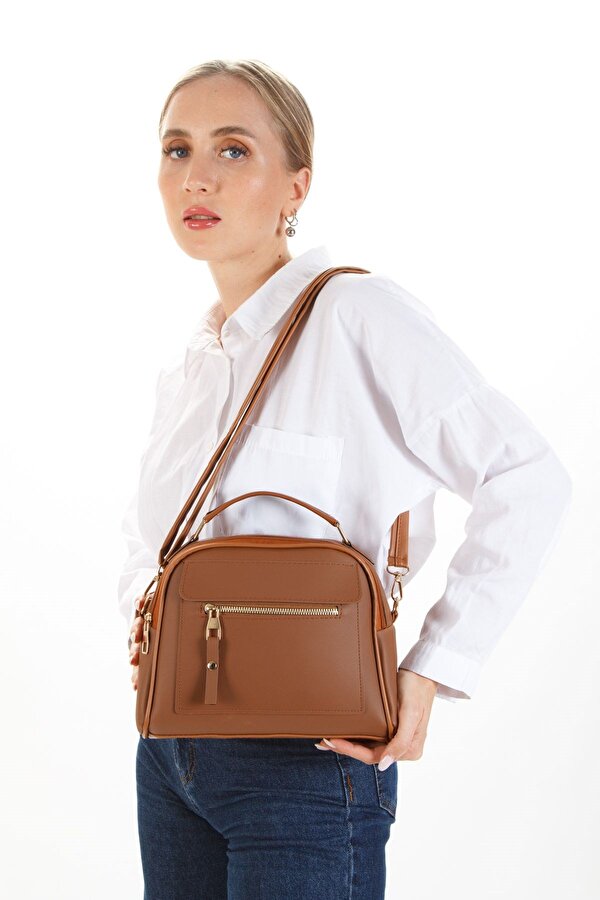 Kadın Günlük Çapraz Askılı Taba ve Vizon El Ve Omuz Çantası 2 Adet