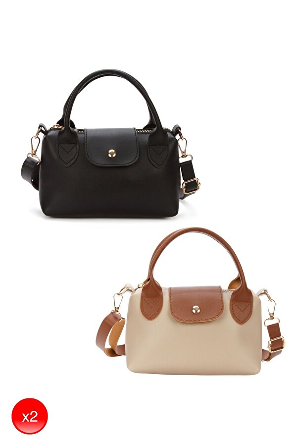 Kadın Çapraz Askılı Mini El ve Omuz Çantası 2 Adet