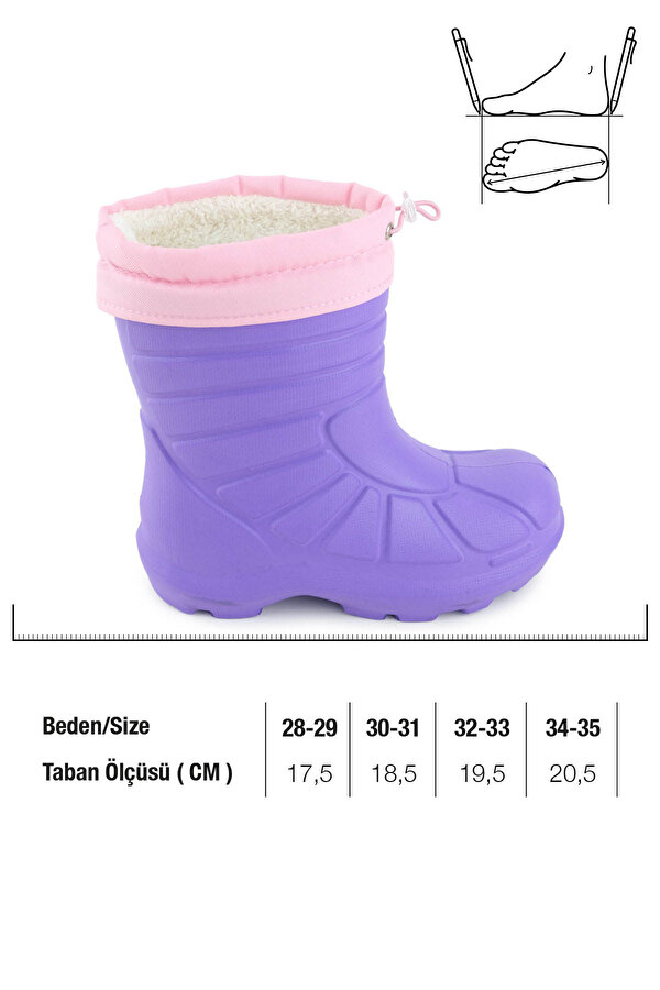 Kız Çocuk Kışlık Eva Boğazdan Lastikli Sessiz Taban Kar Bot Çizme