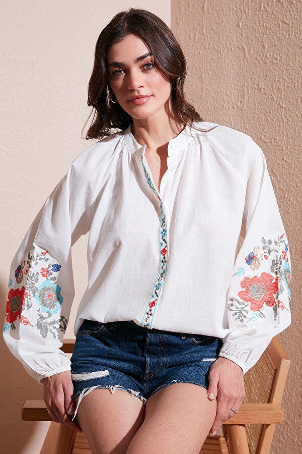 Bayan Gömlek 611BZ0173 Beyaz-Mercan