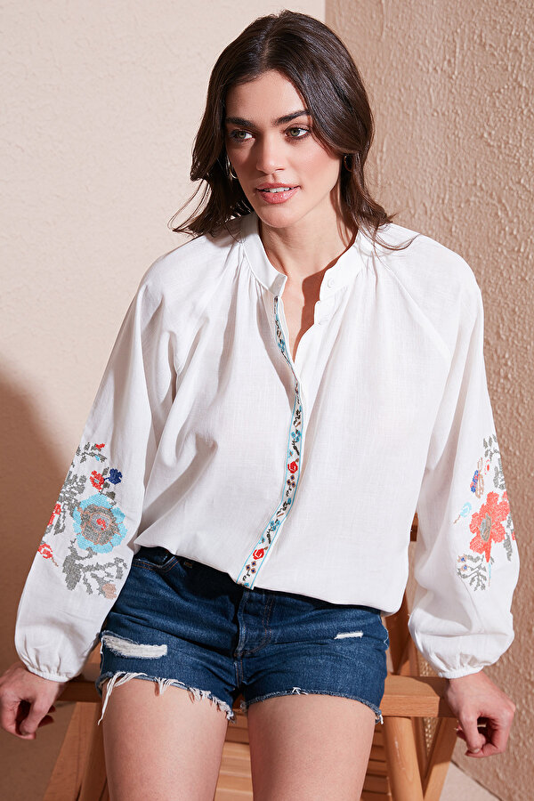 Bayan Gömlek 611BZ0173 Beyaz-Mercan