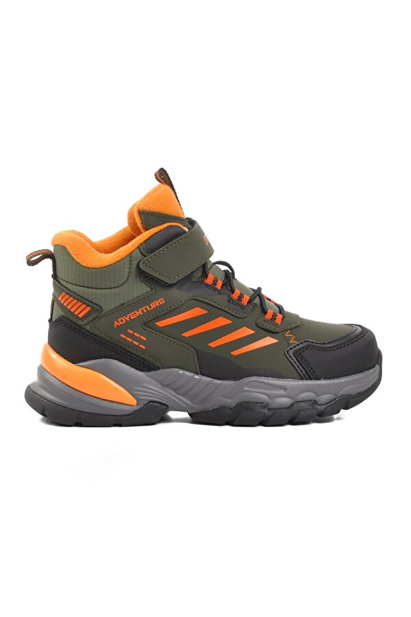Haki Yeşil Turuncu Polyester Karışımlı Çocuk Trekking ve Outdoor Bot