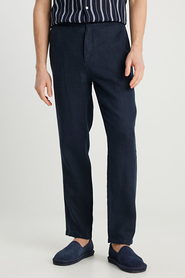 Keten Chino Pantolon Lacivert Erkek Pantolon