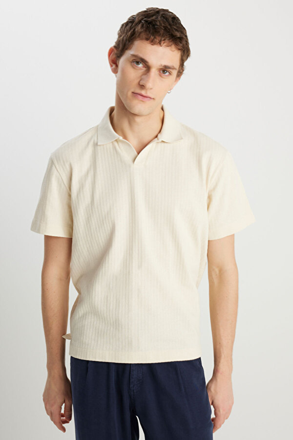 Erkek Regular Fit Polo Sarı Erkek Kısa Kol T-Shirt