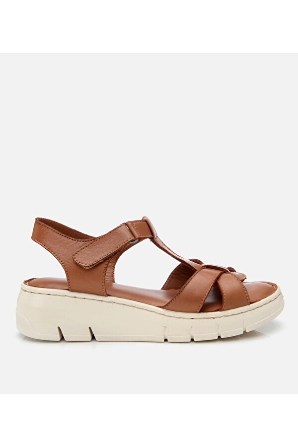 Kadın Deri Taba Ayarlanabilir Comfort Sandalet