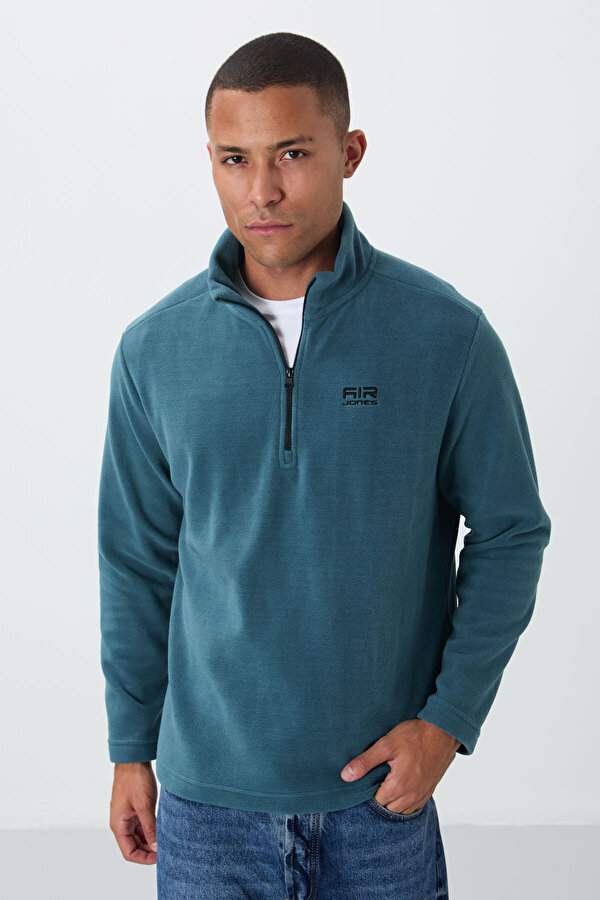 River Orman Yeşili Dik Yaka Erkek Polar Sweatshirt - 88310