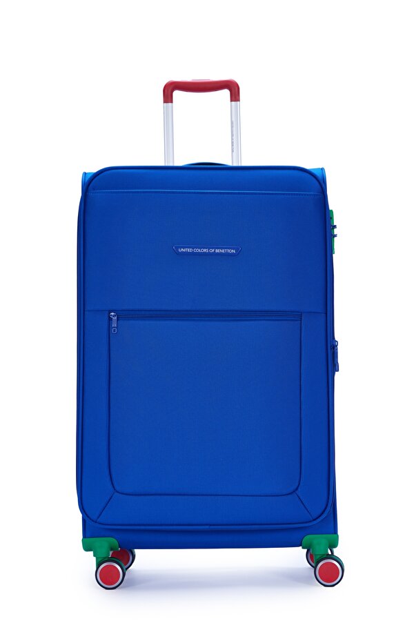 Benetton 2 li Valiz Seti Büyük Ve Kabin Boy Lüx Kumaş Valiz Mavi Bnt2800