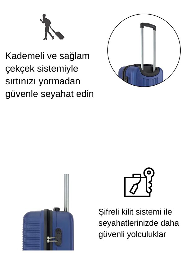 Orta Boy Valiz 4x2 Teker Mavi 1451