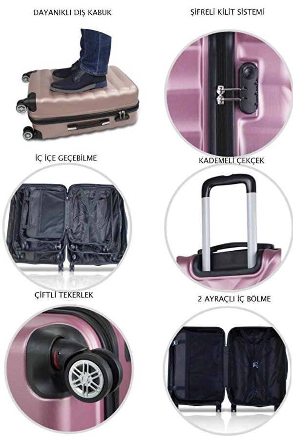 Orta Boy Valiz 4x2 Teker Mavi 1451