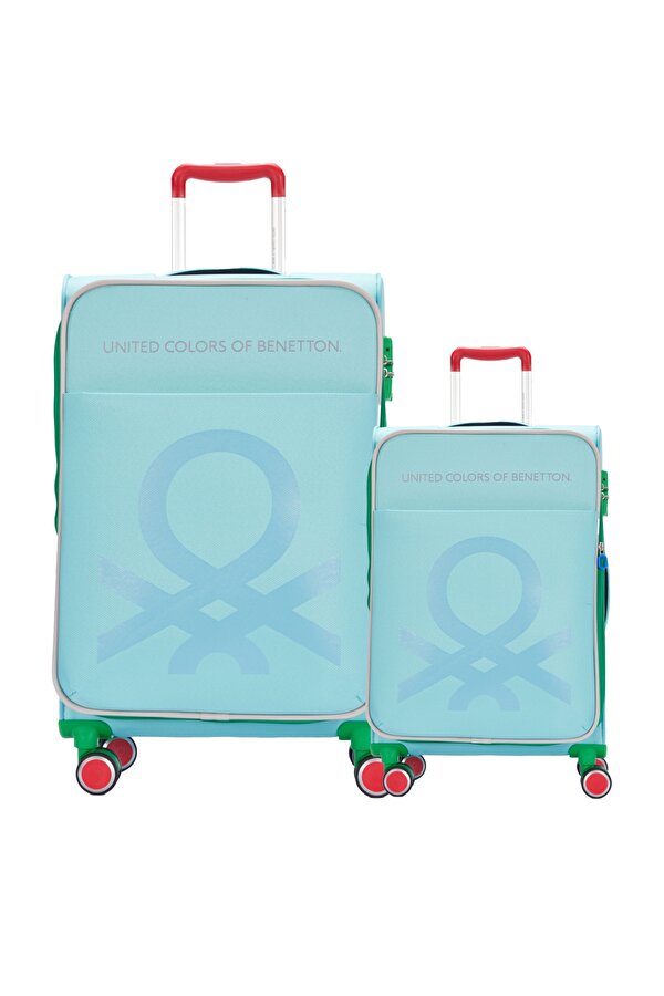 Benetton 2 li Valiz Seti Büyük Ve Kabin Boy Lüx Kumaş Valiz Aqua Bnt2200