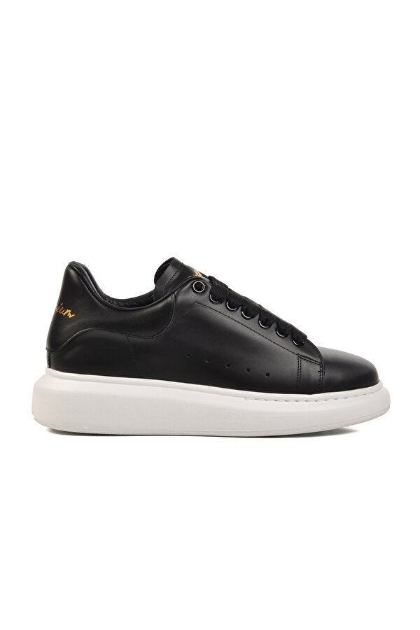 Aspor Siyah Beyaz Hakiki Deri Erkek Sneaker Premium