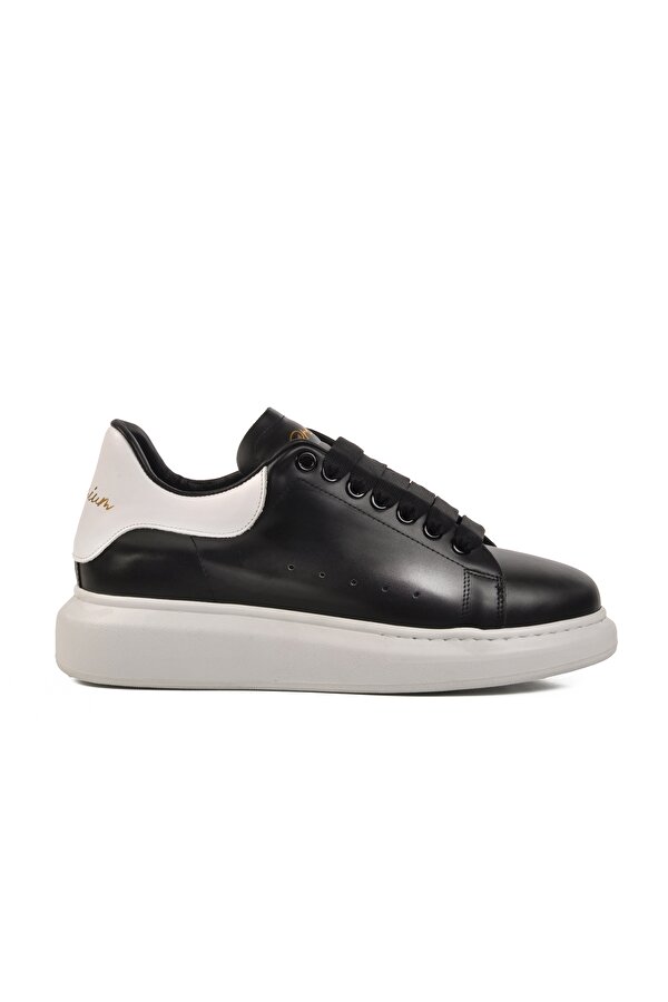 Aspor Siyah Beyaz Hakiki Deri Erkek Sneaker Premium