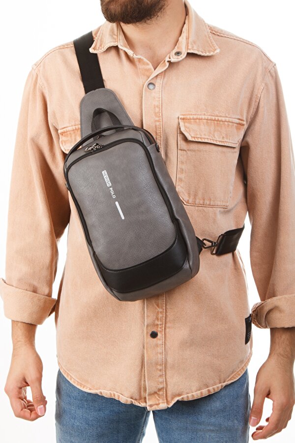 2404-1  Body Bag Çapraz Sırt Omuz ve Göğüs Çantası Uziko GRİ