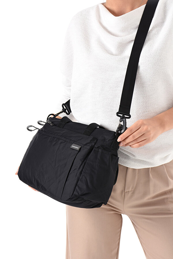 Sn-6007 Kadın Suya Dayanıklı Paraşüt Kumaş  El Omuz Çantası Kol Çantası Çapraz Çantası SİYAH