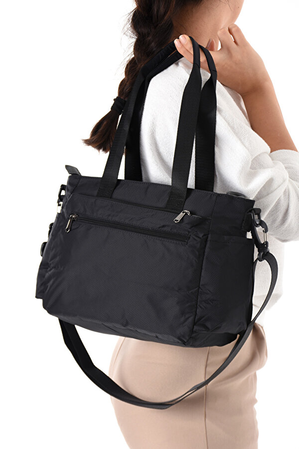 Sn-6007 Kadın Suya Dayanıklı Paraşüt Kumaş  El Omuz Çantası Kol Çantası Çapraz Çantası SİYAH