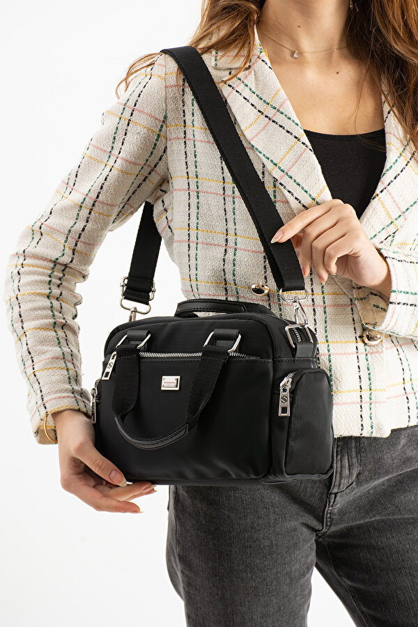 SN 1422 Kadın Omuz Çantası El Çantası Çapraz Çanta SATEN SİYAH