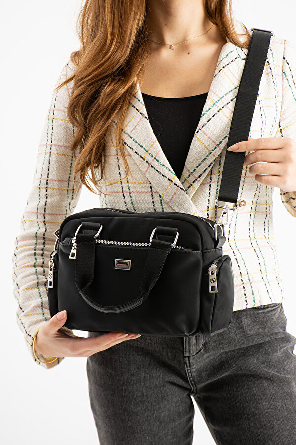 SN 1422 Kadın Omuz Çantası El Çantası Çapraz Çanta SATEN SİYAH