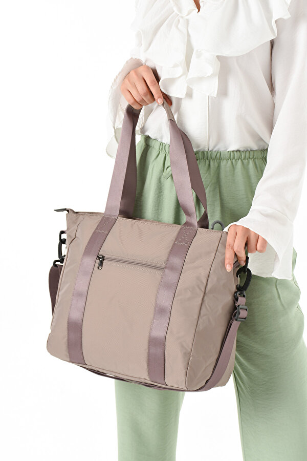 Sn-6008 Kadın Suya Dayanıklı Paraşüt Kumaş  El Omuz Çantası Kol Çantası Çapraz Çantası KUM