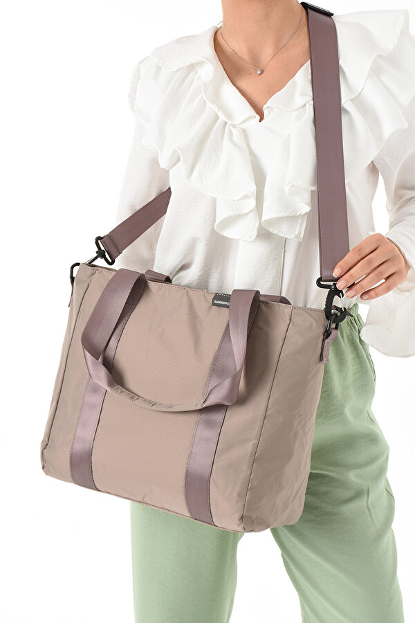 Sn-6008 Kadın Suya Dayanıklı Paraşüt Kumaş  El Omuz Çantası Kol Çantası Çapraz Çantası KUM