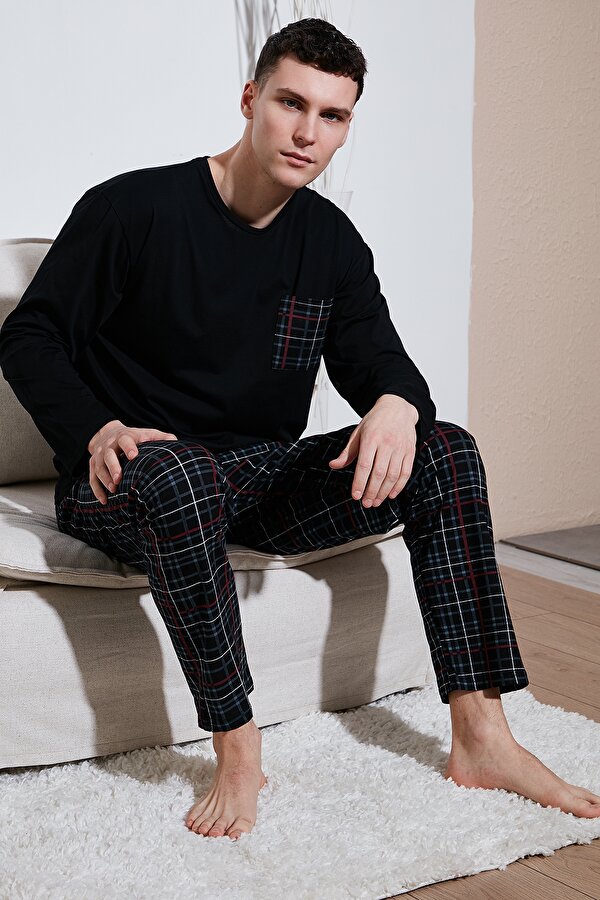 Erkek Pijama Takımı 6572001 SİYAH-FÜME