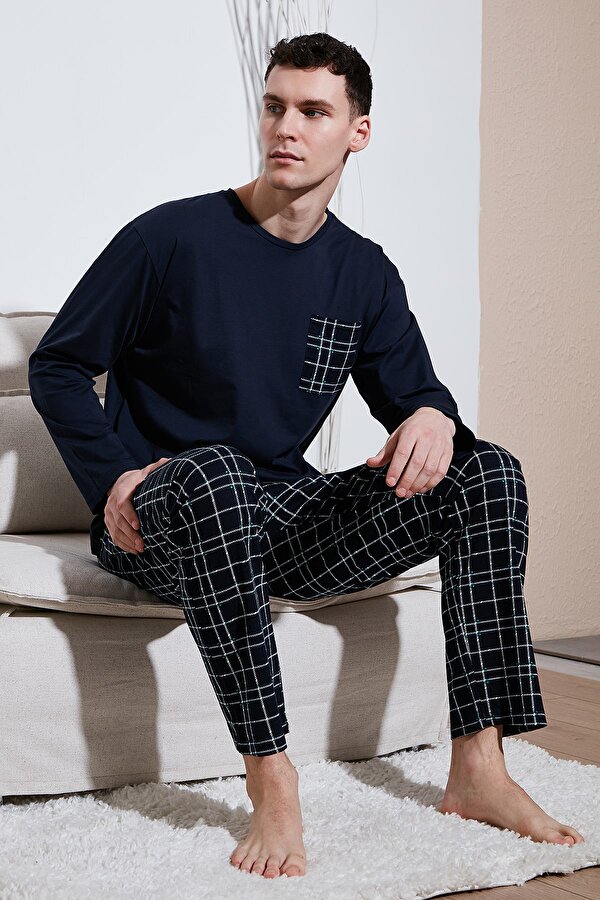Erkek Pijama Takımı 6572001 LACİVERT-YEŞİL
