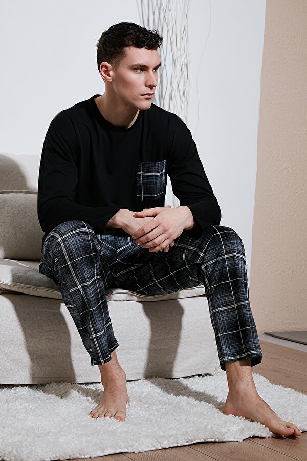 Erkek Pijama Takımı 6572001 SİYAH-ANTRASİT