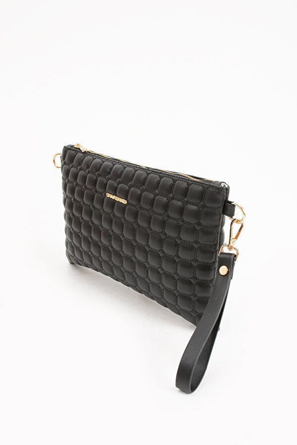 SN 1424 KADIN OMUZ ÇANTASI  EL ÇANTASI CLUTCH ÇANTA PORTFÖY ÇANTA SİYAH