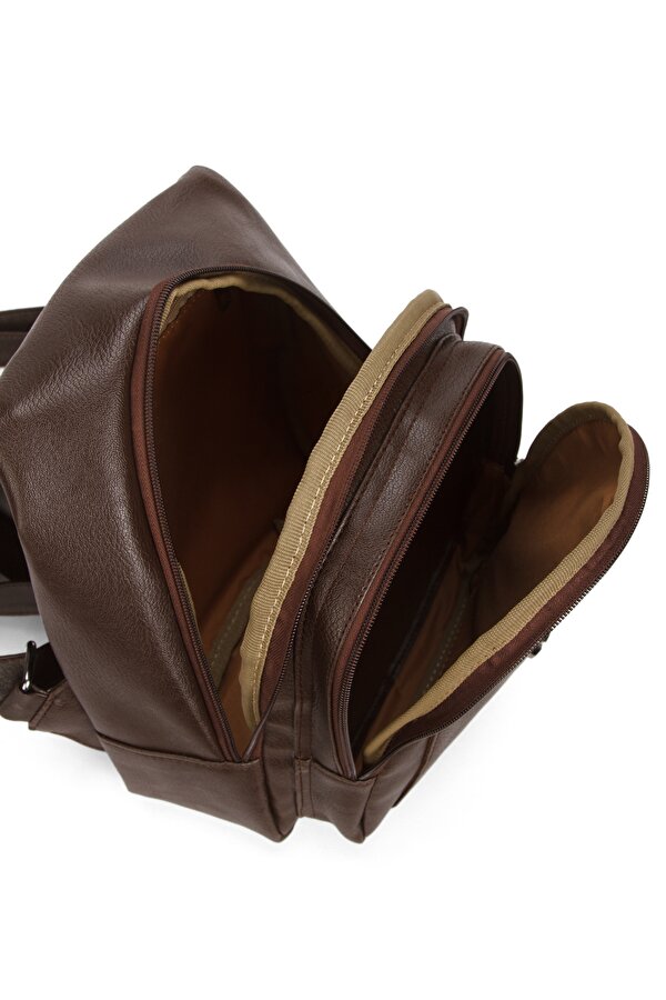 GK66 KADIN SIRT ÇANTASI GÜNLÜK KULLANIMA UYGUN ÖRGÜ MOTİFLİ KAPAKLI ÇANTA KAHVERENGİ