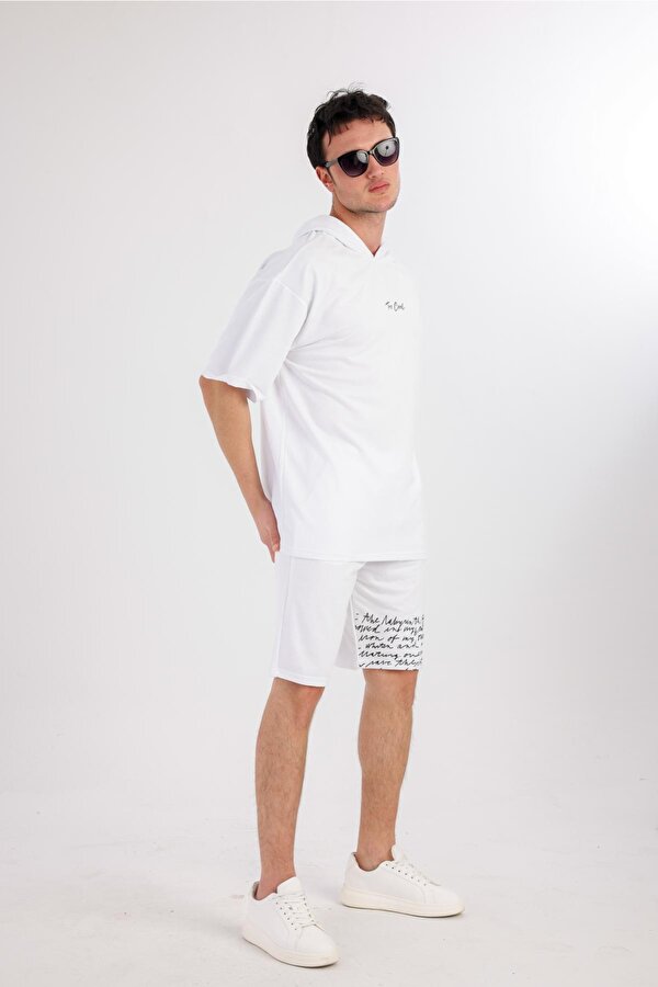 OCEANO Kapüşonlu Sweatshirt & Şort Takım - Krem