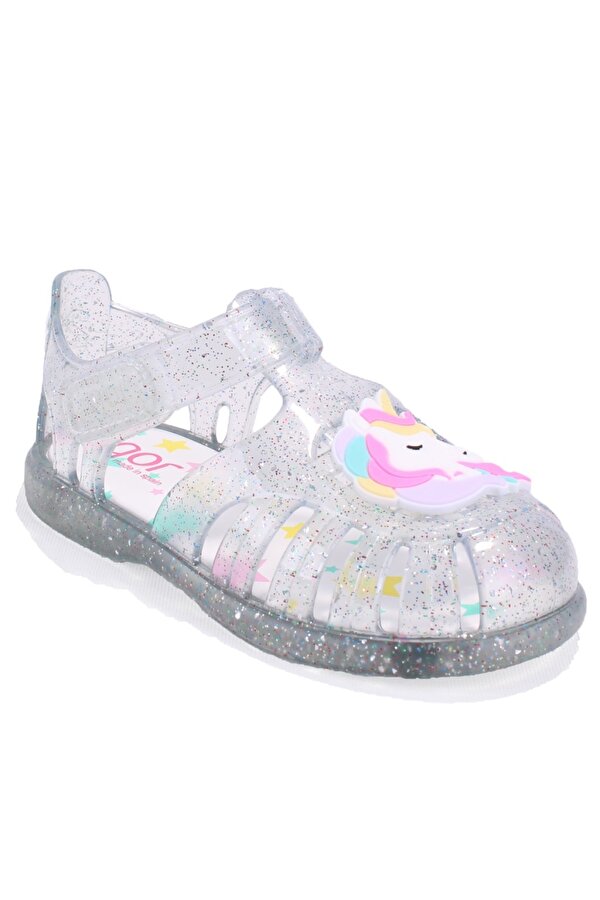 S10341 Tobby Unicornio Beyaz Şeffaf Ortopedik Günlük Kız Çocuk Sandalet