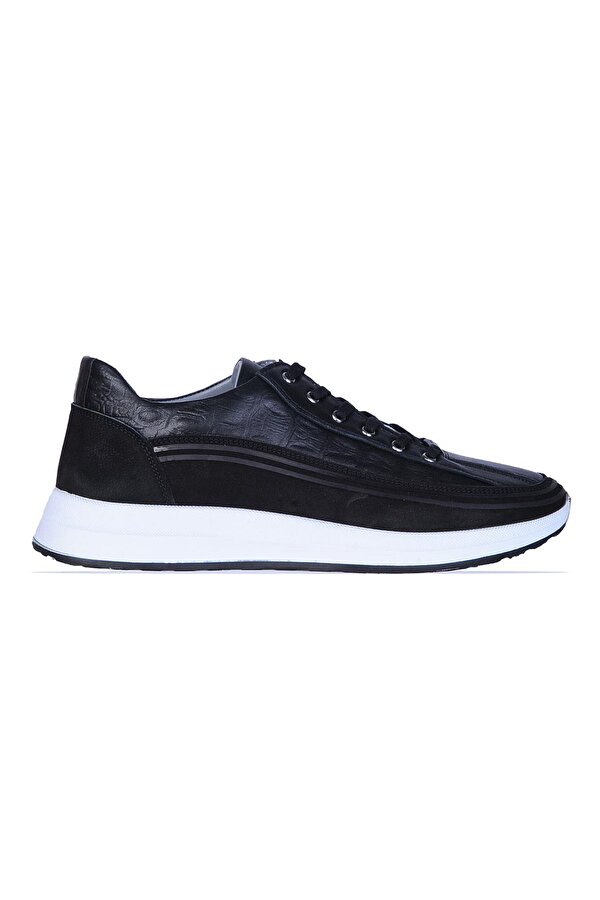 9141 Siyah Nubuk Deri Erkek Sneaker Ayakkabı