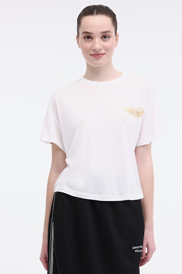 WL CYRUS 11BT206 5FX Ekru Kadın Kısa Kol T-Shirt
