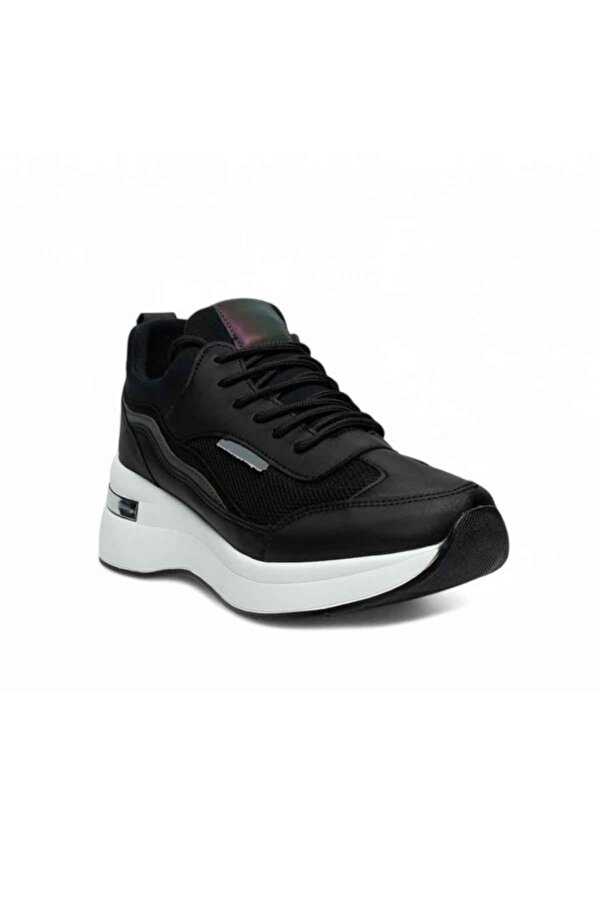 327-25 Deri Anorak Anatomik Kadın Sneaker Siyah Beyaz