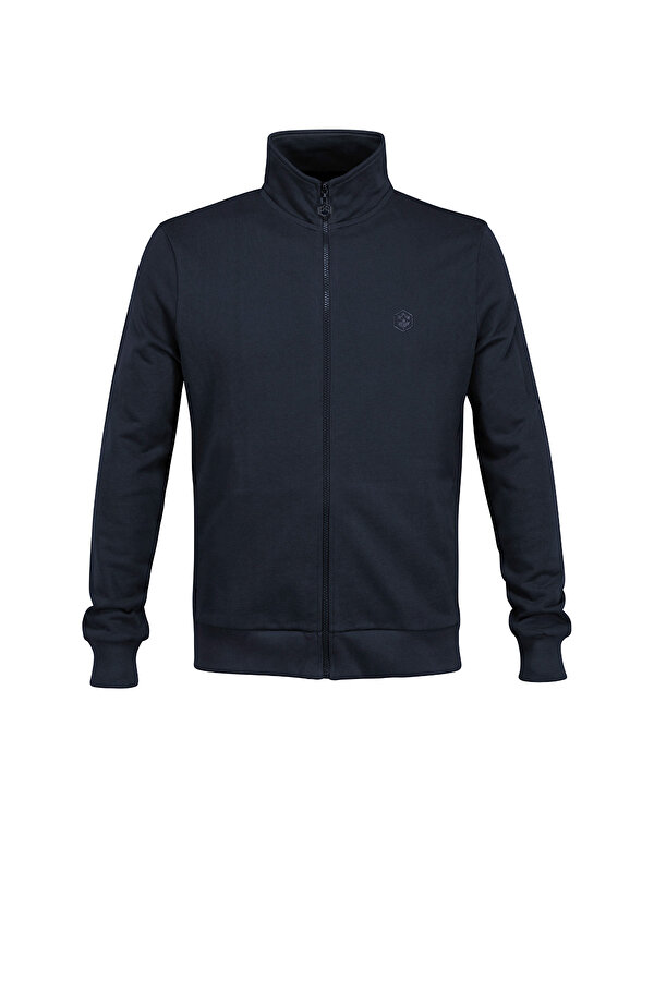 FULL ZIP SWEATSHIRT BASIC NAVY BLUE Man Sweatshirt
