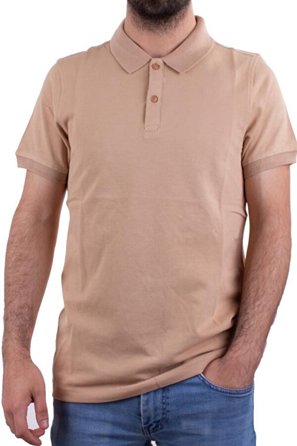 2277 Bej Polo Yaka Erkek T-Shirt