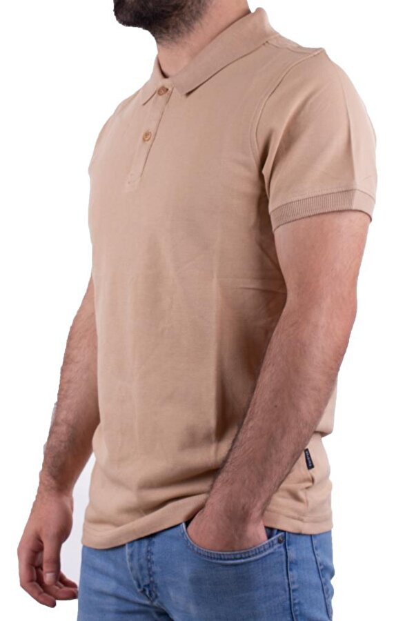 2277 Bej Polo Yaka Erkek T-Shirt